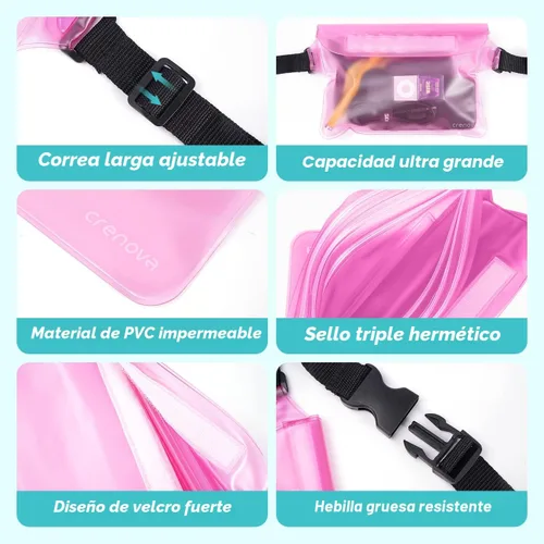 Miniatura 3 de Crenova Bolsa Impermeable con Correa para la Cintura IP68 Bolsa Impermeable para la Cintura con Pantalla Táctil Bolsa Seca con Cinturón Ajustable