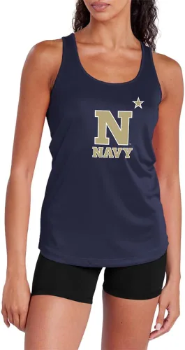 Miniatura 376 de Camiseta deportiva sin mangas oficial de NCAA Collegiate para mujer, con espalda cruzada, colección con logotipo primario
