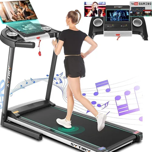 Cintas de correr para el hogar con pantalla de TV y WiFi, máquina plegable inteligente, escena de deportes virtual 3D, altavoces HiFi, aplicación