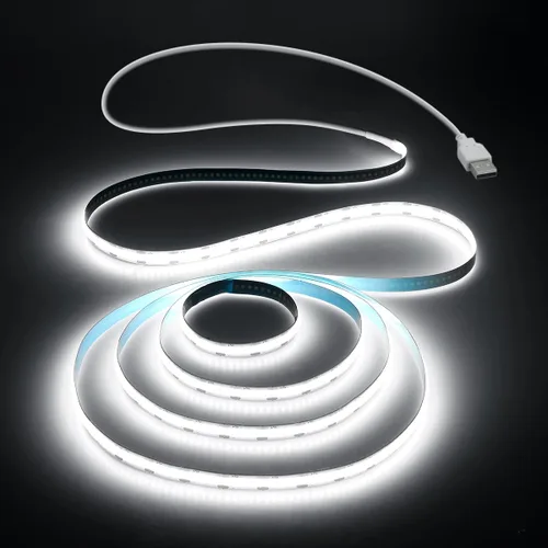 Miniatura 11 de Aclorol COB - Tira de luces LED para TV de 5 V, alimentada por USB, luz blanca cálida, 6.56 pies, 320 LED/M COB, tira de luz flexible para TV