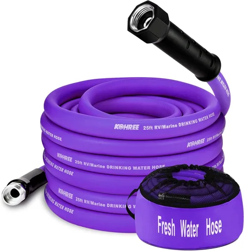 Miniatura 9 de Kohree Manguera de agua para autocaravana de 5/8 pulgadas x 15 pies, manguera de agua potable prémium con diseño sin torceduras, sin fugas, ligera