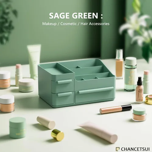 Miniatura 4 de CHANCETSUI Organizador de maquillaje con cajones, organizador de encimera para cosméticos, soporte de tocador para lápiz labial, pinceles, lociones
