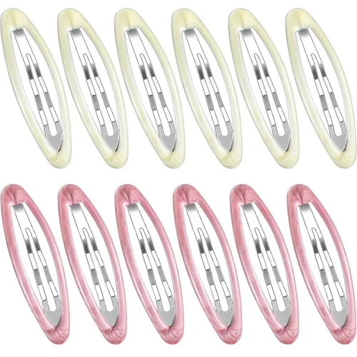 Miniatura 8 de Waydress 12 piezas de pinzas para el cabello con cierre de presión ovalado para mujeres, pasadores de tortuga de metal, agarres para cabello fino
