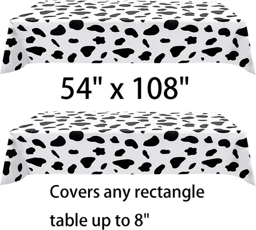 Miniatura 5 de Yansanido 2 manteles desechables de plástico con estampado de vaca en blanco y negro, mantel de 108 x 54 pulgadas, para fiesta, baile y picnic Rayas