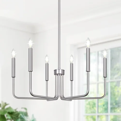 Miniatura 10 de Lynnoland - Candelabros de 6 luces de granja para comedor, accesorios de iluminación colgantes, lámparas industriales modernas para dormitorio