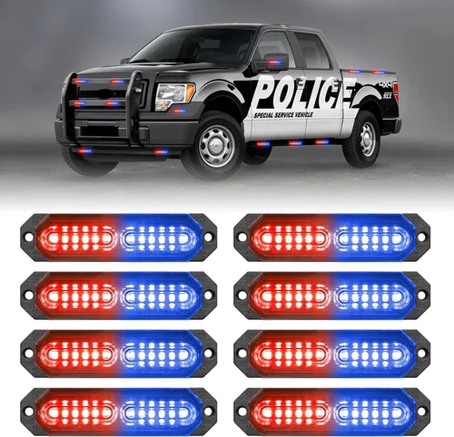 Miniatura 17 de HLauto 1200T Luces de rejilla estroboscópicas de emergencia: 8 piezas 12 LED con función de sincronización, luces de advertencia de seguridad
