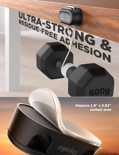 Miniatura 4 de Clips Magnéticos para Cables - Chfeila Paquete de 4 [Doble Ranura] [Rotación 360° y Bloqueo por Torsión] Gestión de Cables, Soporte Adhesivo