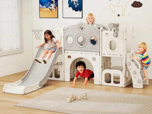 Miniatura 8 de GITAWUSA Juego de tobogán para niños pequeños 8 en 1, juego de juego para interiores y exteriores para niños de 1, 2 y 3 años, tobogán para escalar