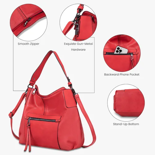 Miniatura 4 de Realer Hobo - Bolsos para carteras para mujer, bandolera grande con borla.