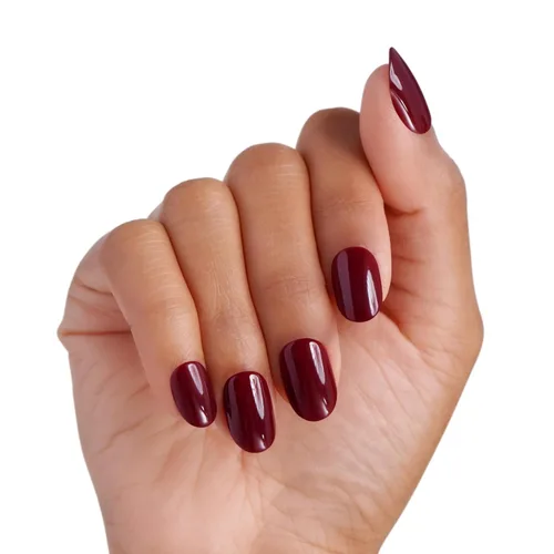 Miniatura 2 de Kiss Impress - Kit de uñas a presión sin pegamento, Over You, 30 uñas rojas para despegar y pegar, squoval corto súper delgado, acabado de gel