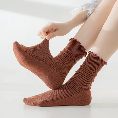Miniatura 27 de Mcool Mary Calcetines para mujer, con volantes, estilo casual, transpirables, de punto, de algodón, con volantes, paquete de 6