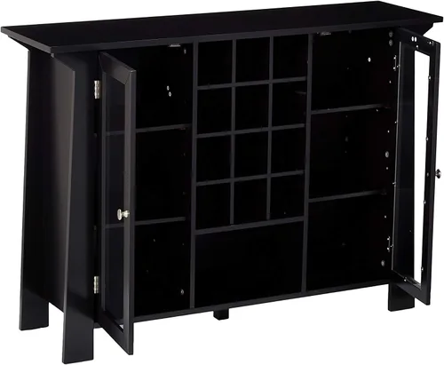 Miniatura 5 de Kings Brand Furniture Matanuska - Armario de madera para bar con almacenamiento de vino, color negro