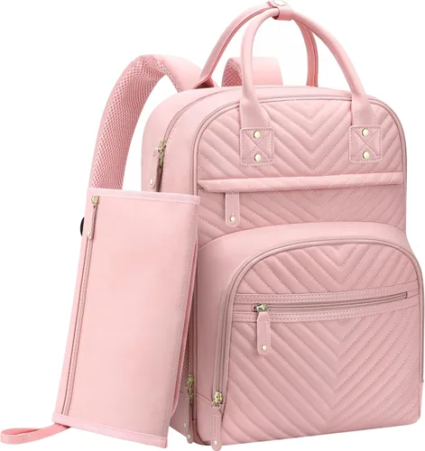 Miniatura 18 de Tenot Mochila de Pañales para Mujeres con Cambiador, Bolsa de Bebé con Bolsillos Aislados, Bolsas de Pañales Multifuncionales para Niña y Niño, Gris