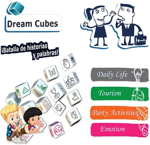 Miniatura 2 de Happy Story - Juego de 18 cubos de rollo, un viaje feliz y desafío de palabras e historias, 4 modelos de dados 108 imágenes, historias ilimitadas