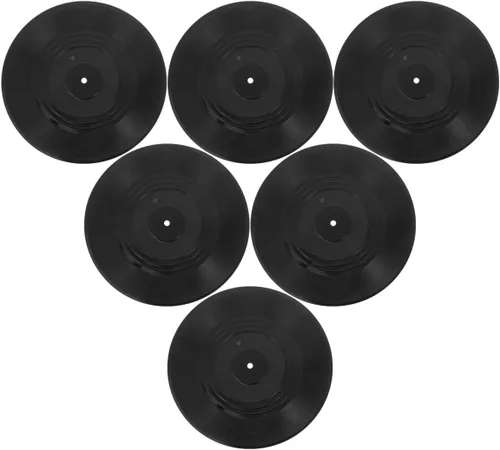 FOMIYES 6 discos de vinilo vintage para decoración de pared, adornos de estilo retro para bar, discos de plástico negro de 5 pulgadas, decoraciones
