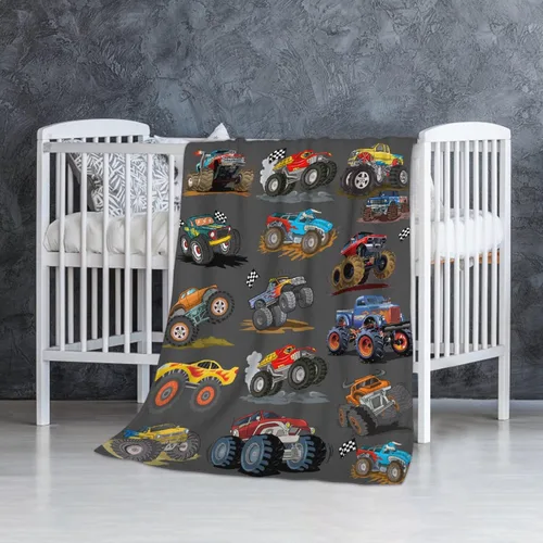 Miniatura 52 de Manta de bebé con texto en inglés «Just A Boy Who Loves Trucks» para niños y niñas, manta súper suave para envolver al recién nacido, acogedora