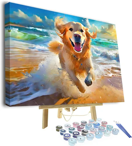 Miniatura 16 de Kit de pintura por números de playa con rocas para adultos, Moonbend DIY Kit de pintura al óleo, lienzo nocturno, pigmento acrílico, pintura