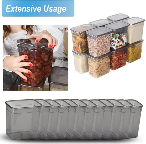 Miniatura 9 de T&D HOME GOODS Tarros de almacenamiento con tapa, herméticos, juego de 12 recipientes de almacenamiento, sin BPA, contenedor de almacenamiento