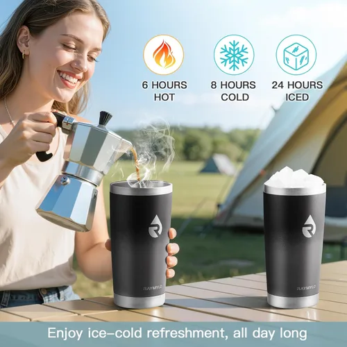 Miniatura 5 de RAYMYLO Vaso de café de viaje aislado de 20 onzas, tapa deslizante desmontable y a prueba de derrames para una limpieza profunda, taza de café