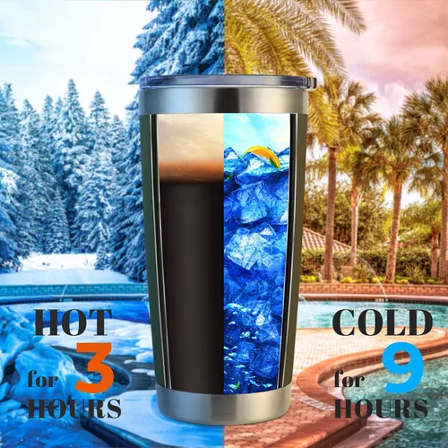 Miniatura 3 de DOMICARE - Vaso de acero inoxidable de 20 onzas con tapa, de pared doble aislada al vacío, taza de viaje, taza de café con recubrimiento en polvo