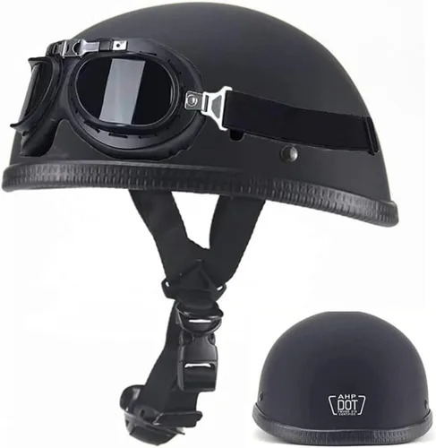 Casco retro para jóvenes y adultos, casco clásico, medio casco, casco de motocicleta de perfil bajo, casco abierto para hombres y mujeres, aprobado
