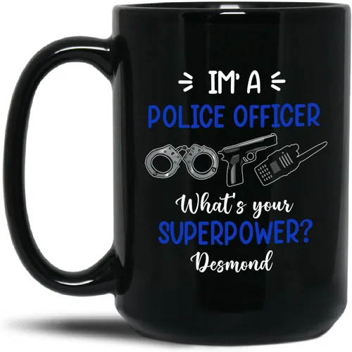 Miniatura 12 de Taza de café con texto en inglés "Best Hero Dad Out There", taza de té de felicitación personalizada para policía, regalo de policía de un compañero