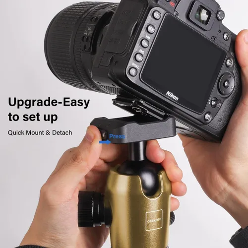 Miniatura 2 de Geekoto Trípode para Cámara de 73 Pulgadas - Trípode Ligero para DSLR con Cabezal Esférico de 360° y Placa de Liberación Rápida, Soporta hasta 33.07