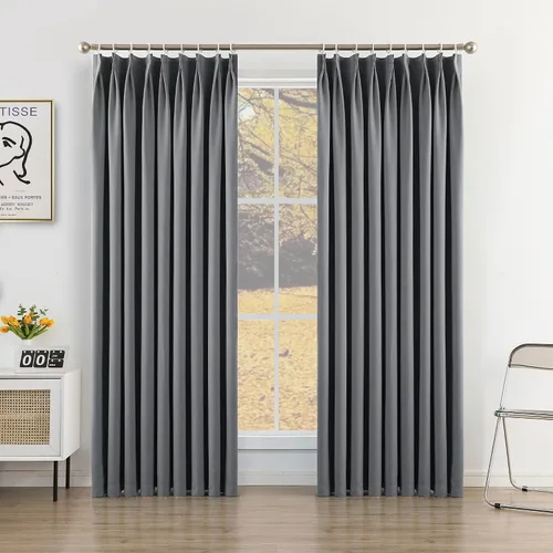 Miniatura 16 de MUMFAS - Cortina de Pliegue con Enganche, Crema Beige, 52" de ancho x 63" de largo, 50% Opaca, Aislamiento Térmico, Cortina de Puerta de Patio