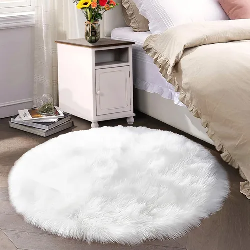 Miniatura 73 de Latepis - Tapete rectangular de piel sintética tipo lana de oveja suave, esponjosa y lavable para sala de estar, dormitorio, sala de juegos o Blanco