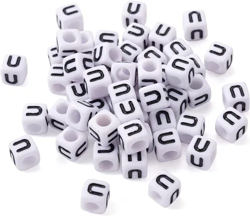 Miniatura 12 de FASHEWELRY 300 cuentas cúbicas de acrílico con números cuadrados mezclados del 0 al 9, cuentas de acrílico blanco de 0.236 x 0.236 pulgadas