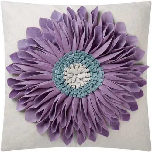 Miniatura 23 de OiseauVoler - Funda de cojín decorativa, hecha a mano, con girasol 3D, para sala de estar, hogar, cama, decoración de 18x18 pulgadas Azul-azul