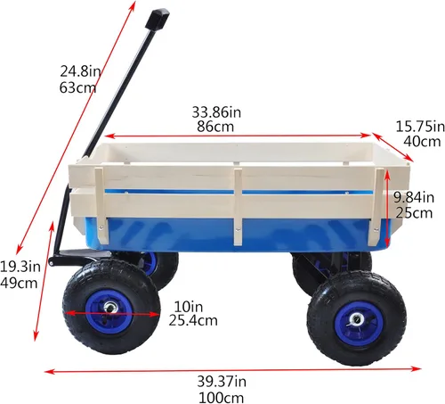 Miniatura 4 de ZeHuoGe Carro deportivo al aire libre todo terreno con paneles laterales de madera extraíbles, neumáticos de aire, panel de pie grande, cama