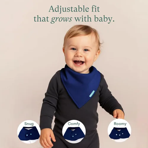 Miniatura 5 de PurComfy Baberos supersuaves, baberos de bambú de primera calidad para bebés niños y niñas, baberos ajustables a presión, paquete de 6