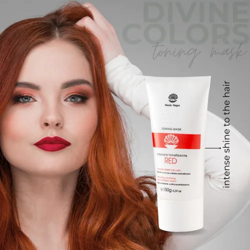 Miniatura 4 de Pérola Negra Divine Colors - Máscara tonificante roja, intensifica el color del cabello rojizo, acción revitalizante, nutritiva y antioxidante, 5.29