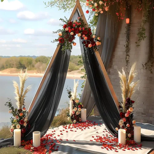 Miniatura 7 de Tela Negra para Drapeado de Arco de Boda 1 Panel 30'' x 20 Pies Cortinas Negras Tela Transparente Telón de Fondo Telas para Drapeado de Arco