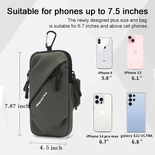Miniatura 5 de Pulseras para Soporte de Teléfono, Bolsillo Pequeño de Hombro con Correa para Brazo, Compatible con iPhone y Todos los Teléfonos Celulares, Uso