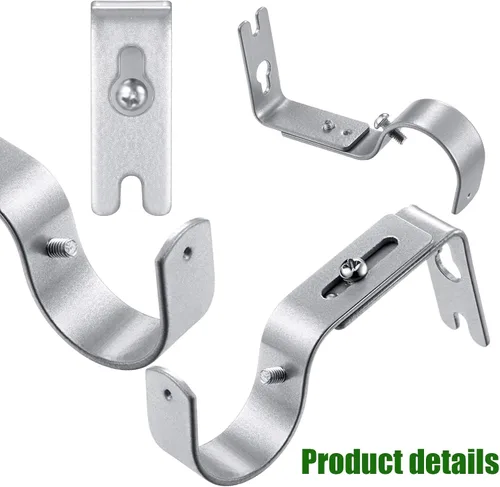 Miniatura 4 de Frienda 4 soportes de barra de cortina resistentes pintados de plata ajustables para barra de cortina de 1 pulgada de diámetro, soportes de Plata