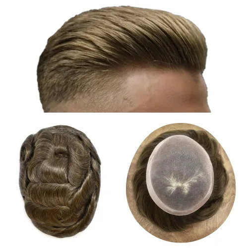 Miniatura 86 de LOVIN - Sistema de cabello humano para hombres, postizo fino de encaje mono para hombre, prótesis masculina de piel de polietileno alrededor