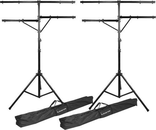 Miniatura 15 de Sound Town Paquete de 2 soportes de iluminación para DJ, altura ajustable, 9 pies de alto, con barra en T y base de trípode (STLS-T09-PAIR)