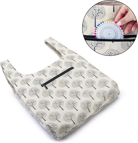 Miniatura 4 de YARWO Bolsa de hilo de tejer, bolsa de mano para agujas de tejer, hilos y proyectos sin finshell, regalos de Navidad y nuevos comienzos para Árbol