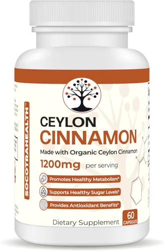 Canela de Ceilán, certificada orgánica, sin OMG, sin gluten, apoya el metabolismo saludable, beneficios antioxidantes, suplemento energético