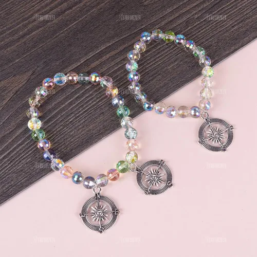 Miniatura 3 de AUEAR, Colgantes de brújula, cuentas espaciadoras de aleación para pulseras, collares, joyería, manualidades, bricolaje plateado