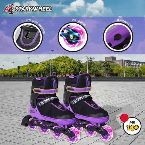 Patines en línea ajustables para niños, adultos y adolescentes, ruedas de patinaje con luz completa, patines para exteriores para hombres y mujeres