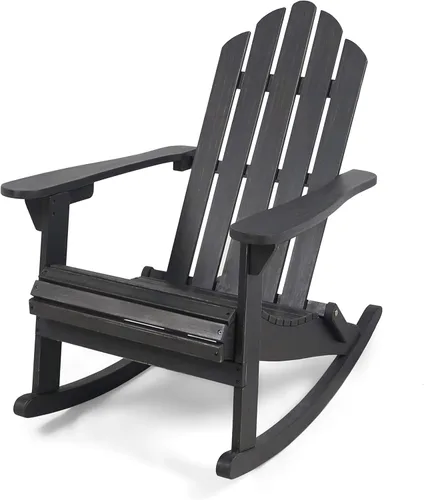 Christopher Knight Home Cara Adirondack - Silla mecedora de madera de acacia para exteriores, acabado gris oscuro