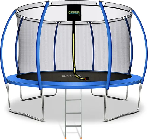 Miniatura 17 de Trampolín de 15 pies con red de recinto, trampolín para exteriores con red de seguridad para niños con escalera, trampolín para patio trasero de 6