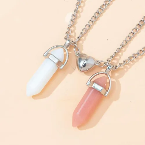 Miniatura 27 de Collar magnético de corazón dividido a juego para parejas, colgante de atracción mutua de cristal, regalo de joyería de amistad para mejores amigos