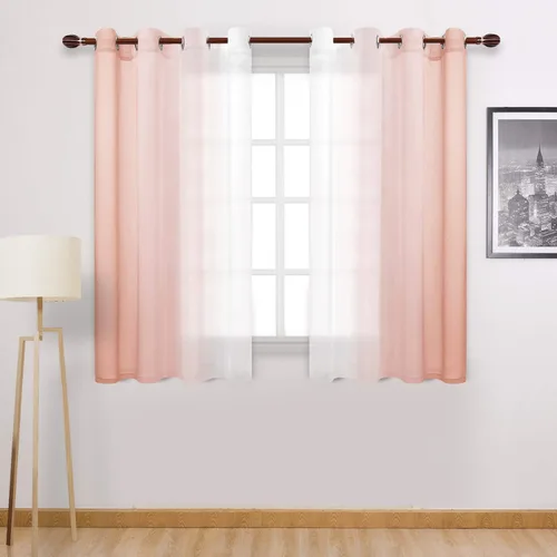 Miniatura 46 de DWCN Cortinas Transparentes de Lino Sintético Negro Degradado Ombré - Cortinas Semi Transparentes de Gasa con Ojales en la Parte Superior