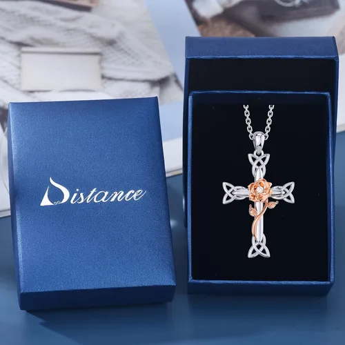 Miniatura 7 de Distance Collar de cruz para mujer, plata de ley 925, collar con colgante para niñas, mamá, esposa, regalo para el día de la madre o cumpleaños