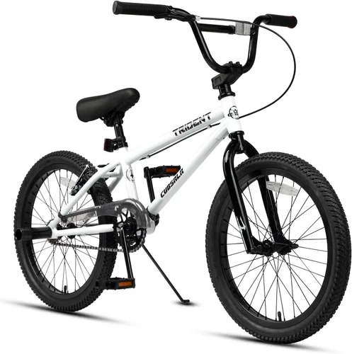cubsala 20 24 26 Inch BMX Race Bike Trident Bicycles Beginner-Level to Advanced Riders with 2 Pegs, Multiple Colors Blanco