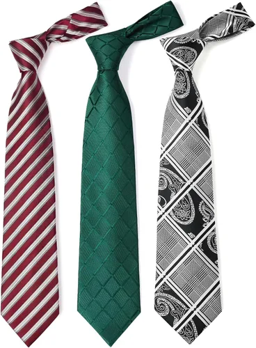Miniatura 18 de HISDERN Juego de corbatas extralargas para hombre y pañuelo de bolsillo de 63 pulgadas, colección XL, caja de regalo, corbata, lote de 3